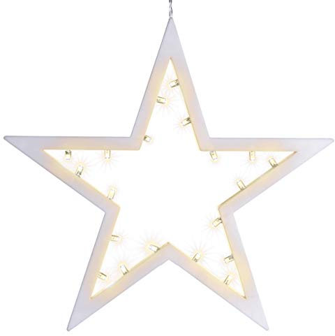 Nipach 20 LED warm weiß Leucht-Deko Dekoleuchte Stern Rahmen weiß Batterie Ø 25,5 cm Dekostern Weihnachtsdeko Weihnachtsstern Xmas-Deko