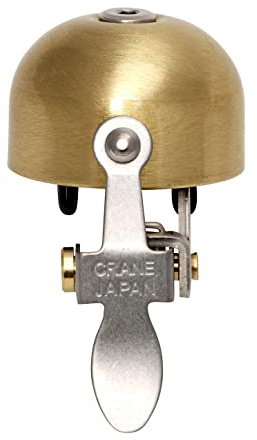 Crane Bike Bell, Scotch Brite Brass E-Ne Bicycle Bell, Made in Japan for Road Bikes or Mountain Bikes, Fits All Handle Bar Sizes & Types