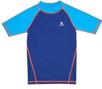 HMILES Boys Short Sleeve Rash Vest - Kids UV Swim Top Rash Guard Rashguards Shirt Child Surfshirt Beach T-Shirts Water Sports Swimwear Quickdrying UPF 50+ Pool Workout Sports Deap Sea Blue 13yrs