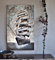 Wandbild aus Metall Segelschiff mit Weltkarte auf dem Meer 100 x 60 cm 3D Optik XXL Wanddeko Metall Bild handgefertigt
