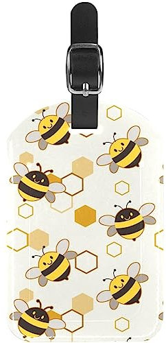 Etichette per bagagli con api carine e grasse, in pelle, da viaggio, confezione da 1