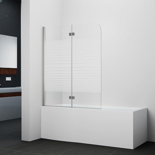 Marwell Parete pieghevole per vasca da bagno Pulse 2 115 cm x 140 cm x 5 cm, elementi in vetro di sicurezza da 6 mm con profilo in alluminio bianco