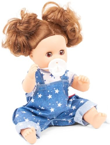 Götz 2453255 Sleepy Aquini Mein Stern – 33 cm große Badepuppe mit braunen Schlafaugen, braune Haare in 4 teiligem Set – Babypuppe ab 3 Jahren