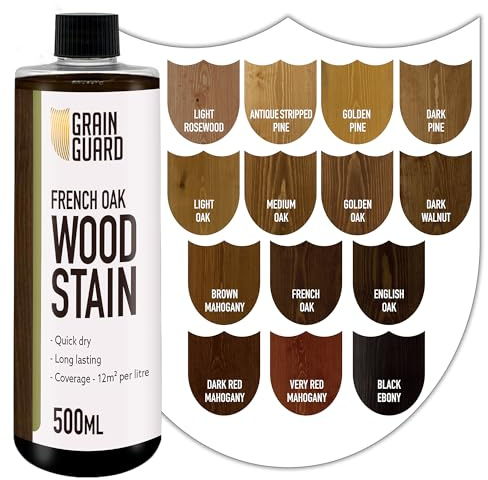 GRAIN GUARD Wood Stain Water Based | French Oak | 500ml | Interior Furniture Stain | Light & Dark Stains | Eco-Friendly & Non-Toxic Wood Dye | Easy Application | Quick Dry & Low Odour