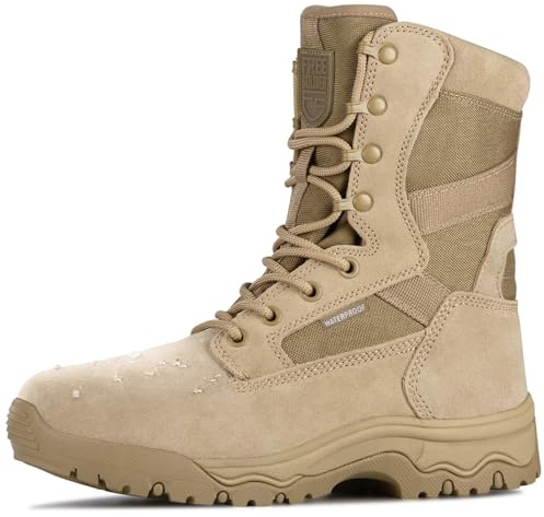 FREE SOLDIER Botas Tácticas para Hombre 8 Pulgadas Botas de Combate Ligeras Botas de Trabajo Militares de Cuero de Ante Duraderas Botas para el Desierto