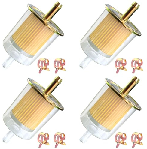 smseace 4Pcs 5/16 Inch fuel filter inline with 8Pcs Hose Clamps in line fuel filter 5/16 Inch for Motorcycles, Car, Trucks 5/16 Inch Inline Fuel Filter