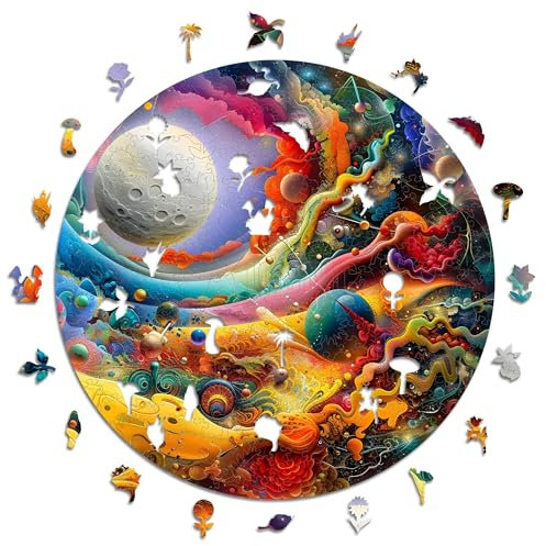 Iconic Puzzles – Powerful Moon, Fantasy, 100 % nachhaltiges Holzpuzzle, Geschenke für Kinder und Erwachsene, Größe M, 350 Teile
