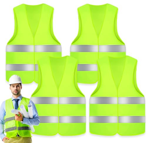 UVVRUR Warnwesten Auto Warnweste 4Stk Pannenweste Sicherheitsweste Neongelb KFZ Pannenhilfe Reflektierende Warnwesten (4 PCS)