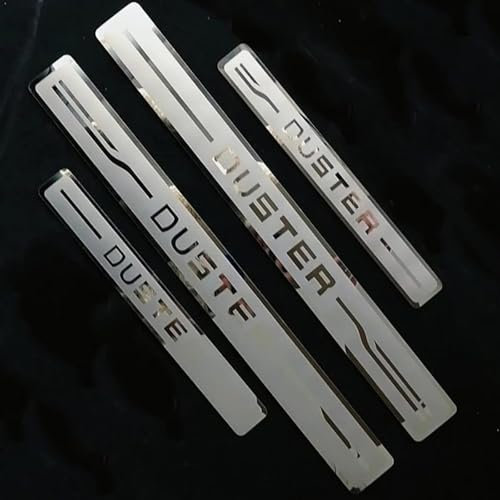 KLHYWEN 4pcs Car Outer Door Sill Protector Kick Plates for Ren-Ault Dacia Duster 2010-2024, Stainless Steel Auto Accessories Scuff Guard Threshold Cover Pedal, Sticker Trim Non-Slip,Silver
