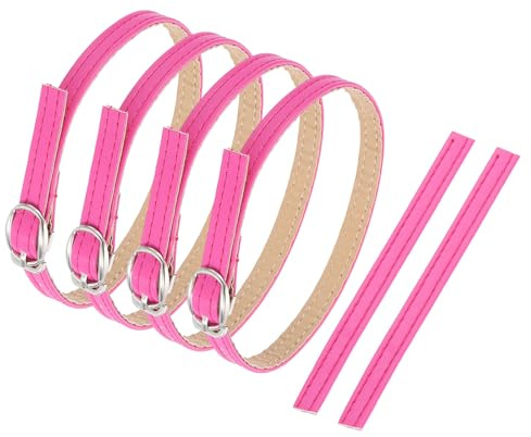 sourcing map Correa de tobillo de repuesto para tacones, correa desmontable de piel sintética para zapatos, Rojo rosa mate, 0.8cm