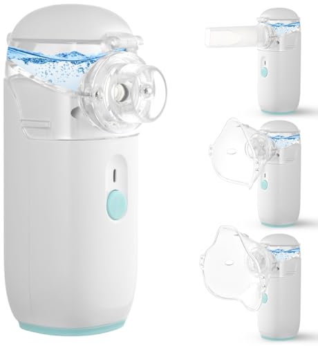 vsshe Dispositivo de inhalación vsshe, nebulizador, kit de inhalador para niños y niñas, inhalador portátil para enfermedades respiratorias con boquilla y dos mascarillas.