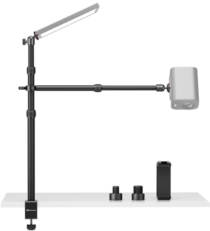 NearStream Kamera Tischhalterung mit Overhead Kamera Montagearm und 1/4 Kugelkopf für Video Aufnahmen,DSLR-Kamera, Webcam, Ringleuchte und Smartphone,Webcam Ständer ST40