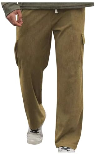 MaNMaNing Pantaloni Uomo in Velluto a Coste con Taglio Dritto e Pieche per Stile Casual ed Elegante Pantaloni con Multiple Tasche e Design Moderno per Ufficio Tempo Libero