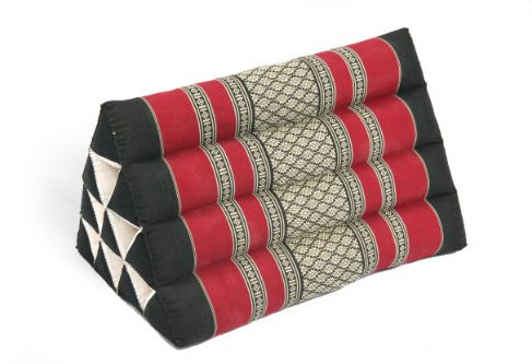 Handelsturm Thaikissen Dreieck 50x28 Kissen mit Füllung aus Kapok Kissen Dreieck 50x28 cm Dekokissen schwarz-rot