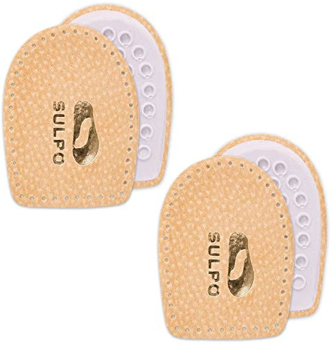 SULPO Leder Fersenkissen mit Latexschaum Fersenpolster Einlage / 2 Paare/Beige / 35-46 (35-41)