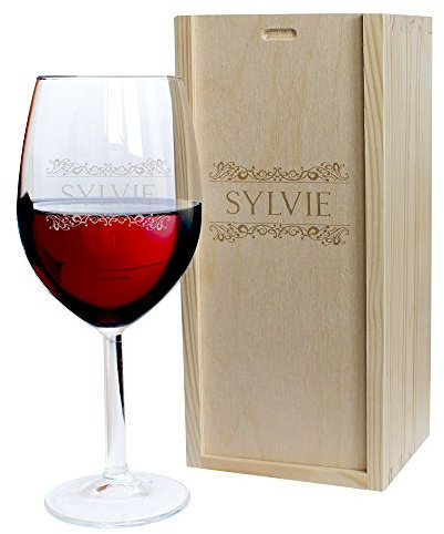 Amikado - Copa de Vino Grabado y Caja de Madera con un Nombre - Friso