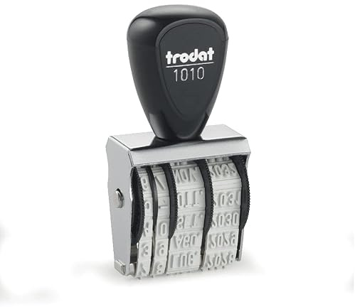 Trodat Classic 1010 Timbro Datario Manuale Italiano, Mese in Lettere abbreviato, Altezza data 4 mm