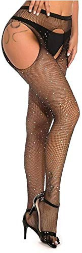 Creamlin Sexy collant con strass di cristallo Collant a rete Calze a rete Diamante Calze Bling (1 confezione)