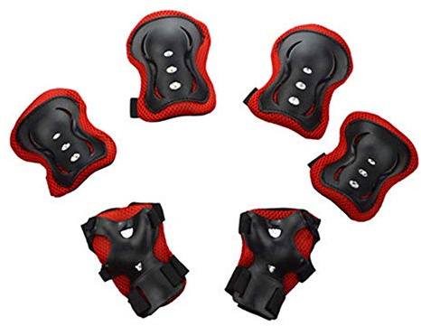 BJ-SHOP Kit de Protection Roller Enfant Genouillères pour Enfants 6 en 1 Kit Genou Coude Protège-Sangles Sangle Réglable Epaissir Coussinets Multi Sports Safe Guard