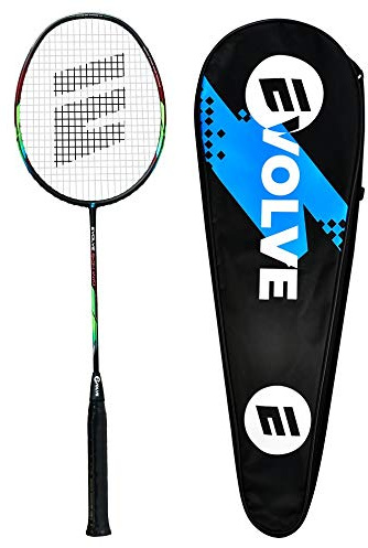 Evolve 3-84 Badminton Racket with High Tension String | 3U Ultra-Light 40T High Modulus Graphite | Professional lightweight Racket with Case for Men, Women (Set of 1)