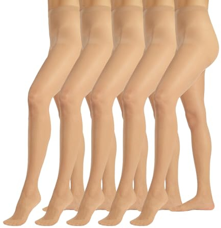 PIKY PACK 5 PARES Medias Veladas, Medias Transparentes, Leotardos Mujer, Leotardos 20 DEN | Natural, Negro | S, M, L, XL | Made in Italy