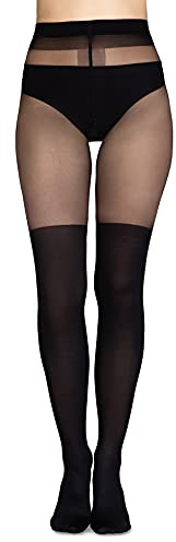 Annes styling Collant nero sopra il ginocchio calzini alti imitazione 20/60 DEN, XS-S
