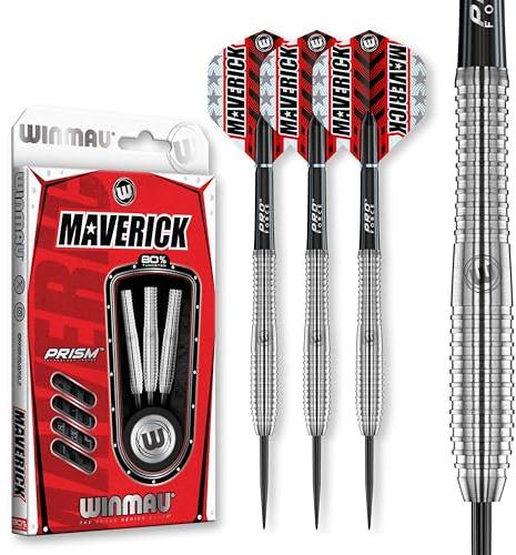 WINMAU Maverick 21-25 gram professionellt stålspetspiltset med volfram och stjälkar (axlar)