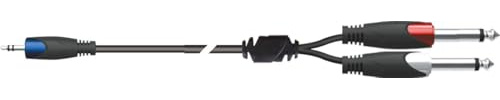 QUIK LOK - SX/30-K Cavo Adattatore 3 m Minijack Stereo 3.5 mm a 2 x Jack Mono 6.3 mm, Serie STRIX, Nero