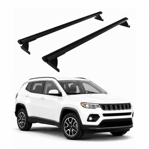 OMAC Barres de Toit Heavy Duty compatibles avec Jeep Compass II 2017-2025 – 2 Barres – Aluminium Noir