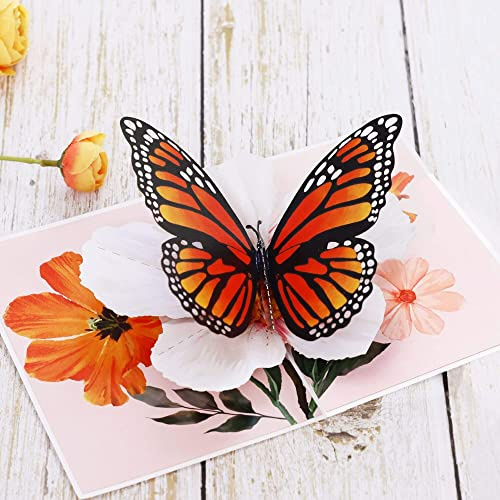 UNIPOP Carte pop-up monarque papillon pour maman et femme, carte d'anniversaire pour femme, carte de Saint-Valentin, carte de fête des mères, carte d'anniversaire pour fille