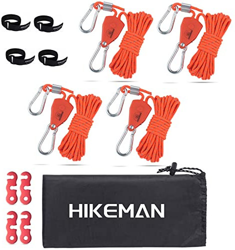 4mm Reflektierend Abspannseile Seil - 4M Leichte Abspannleine Zeltschnur mit Spanner Einsteller für Zelt Zeltplane Camping (4PCS-Orange)
