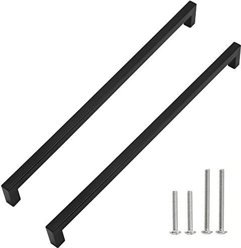 Redunest Skåphandtag i mattsvart, fyrkantiga lådhandtag i rostfritt stål, till köksdörr, skåp, lådbeslag, 40-pack, håldelning på 384 mm c/c