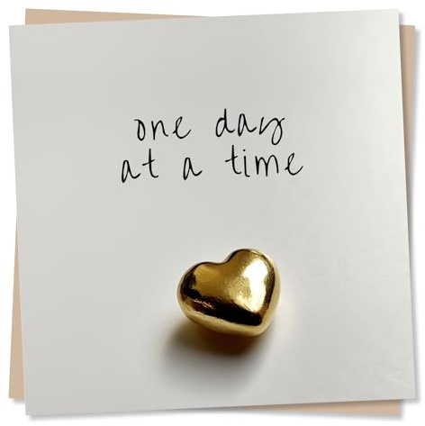 Sympathy Card - One Day At A Time - Condolence Card - Beautiful Gold Heart Design - Made in UK