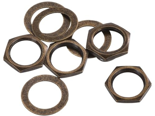 sourcing map 4 Set Guitar Nuts and Washers 3/8 Guitar Input Output Jack Socket Nuts Bronze for Guitar Bass