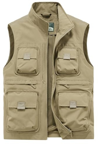 OlyljpinZ Gilet de pêche pour homme en Plein Air Été Multipoches Gilet de Travail Sans Manche à Séchage Rapide Gilet Légère Respirant Veste de Sport Voyage Gilet de Photographie
