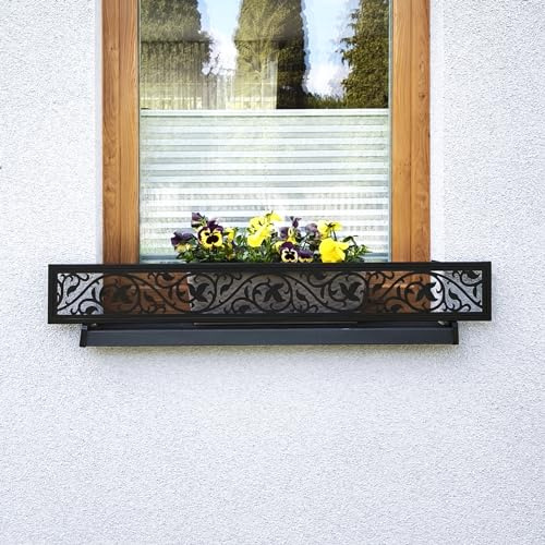 MIHIMO design FLORA 178 - Supporto per fioriera per davanzale esterno, protezione anticaduta per davanzale della finestra, protezione per vasi di fiori, fioriere da balcone, diversi modelli e