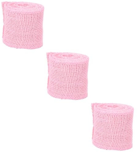 SEWACC 3St rosa Sackleinenband rustikale schöpfrahmen weihnacjtsdeko Basteln weihnachtsbaum handwerk dekoration Weihnachtsdekoration Girlande Sackleinenband rosa Juteband aus Sackleinen