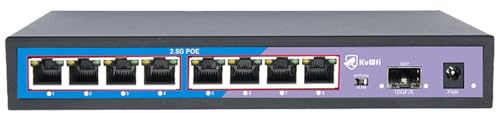 KuWFi Switch PoE, 8 × 2.5 Gigabit porte Ethernet LAN Switch (switch plug and play non gestito, splitter LAN, distributore LAN, hub Ethernet, 1 x 10G SFP+, ideale per WiFi 6 AP, WLAN Bridge, telecamera