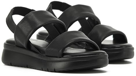 VIVASHOES Women's Lightweight Elasticated Strap Sandals – Flatform Small wedge Sandal - Soft Comfort Memory Foam Innersoles - True to Size Good for Wide Fit - Comfortable Summer Shoes - Black 6