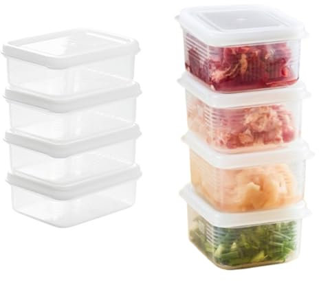 Beufee 8pcs Réfrigérateur Conteneurs de Stockage d'aliments, Gardien Bacon pour réfrigérateur Organisateur congélateur empilable à l'air Contenant des Aliments congelés