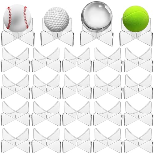 Mudder 24 Pack Acrylic Ball Stand 3.54 X1.3 Inch Bulk Clear Basketball Stand for Display Clear Ball Holder for Football Basketball Soccer Volleyball Rugby