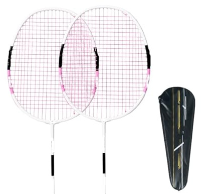 ZQINGQING Badminton Set Raqueta de bádminton Ofensiva, máx. 11 kg (Incluye Bolsa y Cuerda), Fibra Carbono Profesional Titanio(2PCS Pink Sacks)
