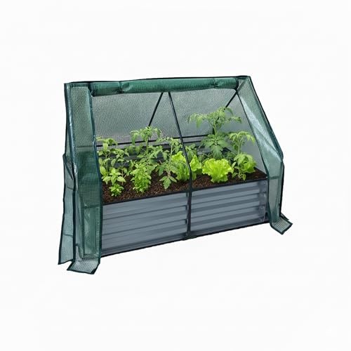 Relaxdays Huerto Elevado con Invernadero para Flores, Plantas y hortalizas, 92 x 125 x 95 cm, Gris Claro