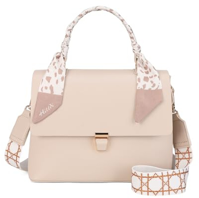 Gladdon Womens Small Crossbody Bag Designer Satchel Handbags with Wide Strap Beige K