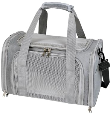 Pomodee Transportín para Gatos y Perros hasta 5,5 kg (Gris, 40x25x25cm)