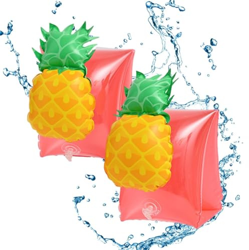 Simvinge 2 stycken uppblåsbara flytande ananas | Simarmband pool simhjälpmedel för nybörjare och flickor, utomhus, floder, sjö, resor, camping och sommarfesten