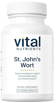Vital Nutrients St John's Wort 600mg - Vegan St John's Wort Supplement to Promote Overall Well-Being, Healthy Outlook* - Potent 3% Hypericin- Gluten, Dairy, Soy Free - Non-GMO - 90 Capsules