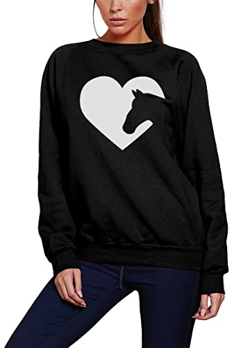 Horse Heart - Youth & Womens Sweatshirt - I Love My Horse Riding Pony M Black