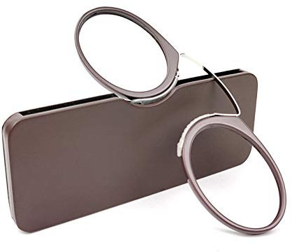 GHzzY Reading Glasses + Universal Pod Case - Clamp Nose Resting Pinching Reading Glasses for Men & Women - Mini Armless Reading Glasses,2,+2.50