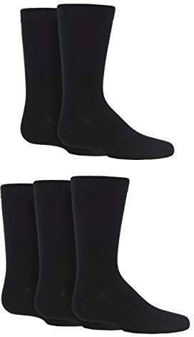 SockShop Boys and Girls 5 Pair Plain Bamboo Socks with Comfort Cuff and Handlinked Toes - Black 5 Pair 4-6 (13-14 Years)